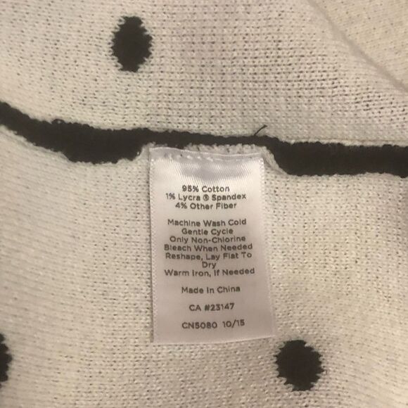 Talbots Sweater/Jacket  Black White Polka Dot Size 1X Stand Up Neck Button Front - Picture 4 of 6